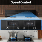 Tieasy Under Cabinet Range Hood 24 Inch, 400 CFM Stainless Steel Convertible Vent Hood with 2 Speed Exhaust Fan and Rocker Switch Control, Ducted/Ductless Kitchen Hood with Multiple Venting Options