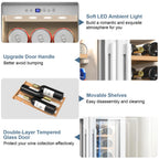 24" Dual Zone Wine and Beverage Refrigerator, Under Counter with Glass Door