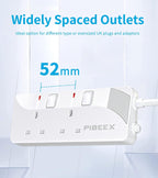 PIBEEX Extension Lead 2 Way Plug Sockets with Individual Switches Wall Mountable Power Strip 3M Extension Cable 13A Fused UK Plug 3250W