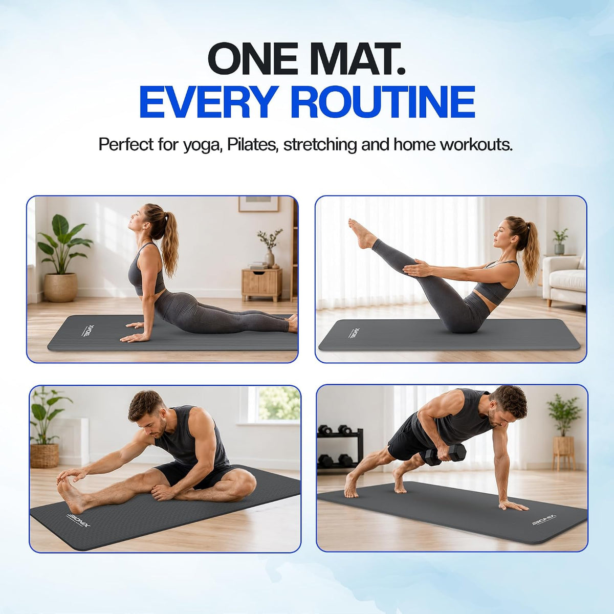 Bionix Yoga Mat For Women Men, Thick Pilates Exercise Mat, Home Gym Fitness