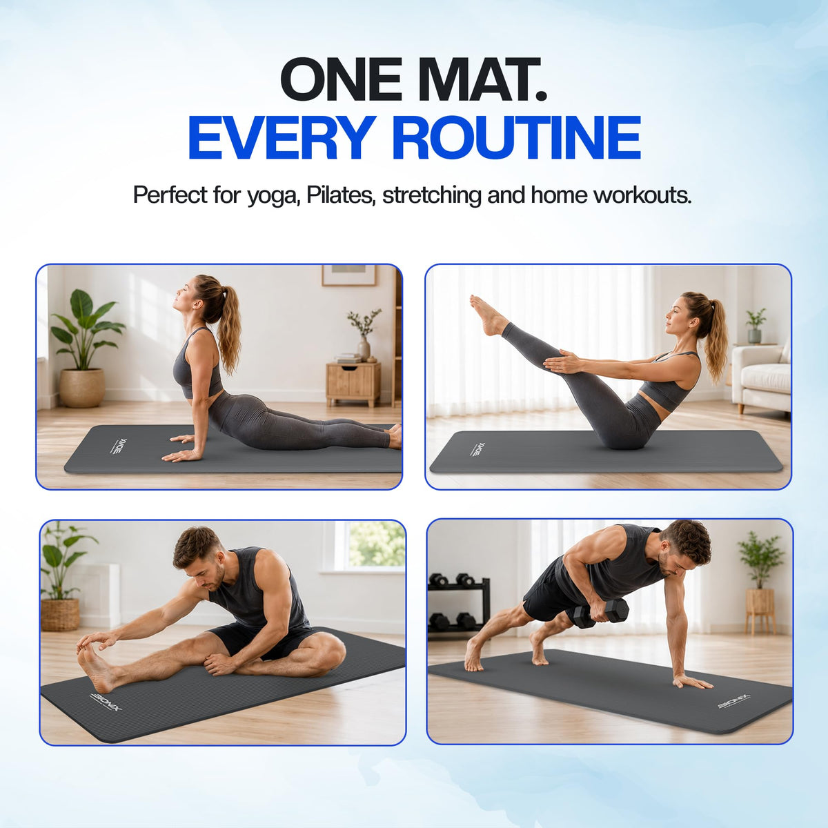 Bionix Yoga Mat For Women Men, Thick Pilates Exercise Mat, Home Gym Fitness