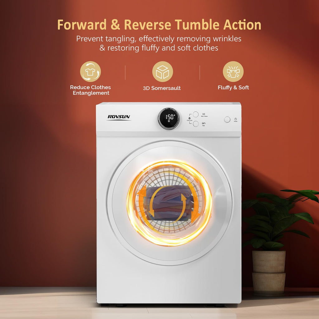 ROVSUN 25LBS Full-Automatic Washing Machine and 3.5CuFt Portable Clothes Dryer Set, Compact Laundry Washer and Dryer Combo Set with Stainless Steel Inner Tub, for Apartment, Dorms, Home
