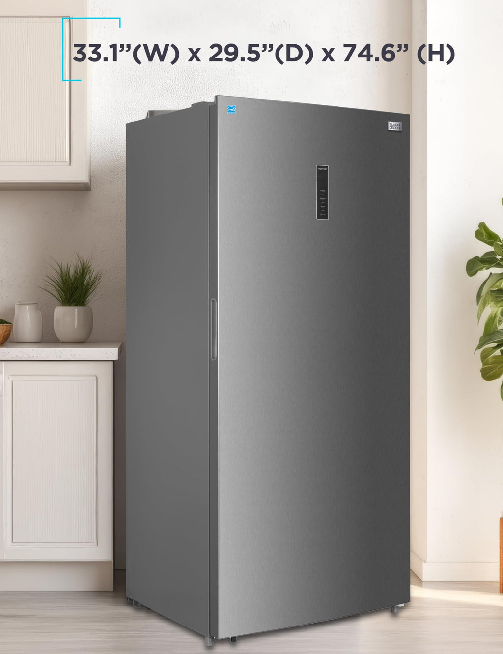 BLACK+DECKER 14 Cu. Ft. Convertible Freezer Refrigerator, Upright Freezer with Glass Shelves, ENERGY STAR rated, Frost Free, BUC1400XB, Black
