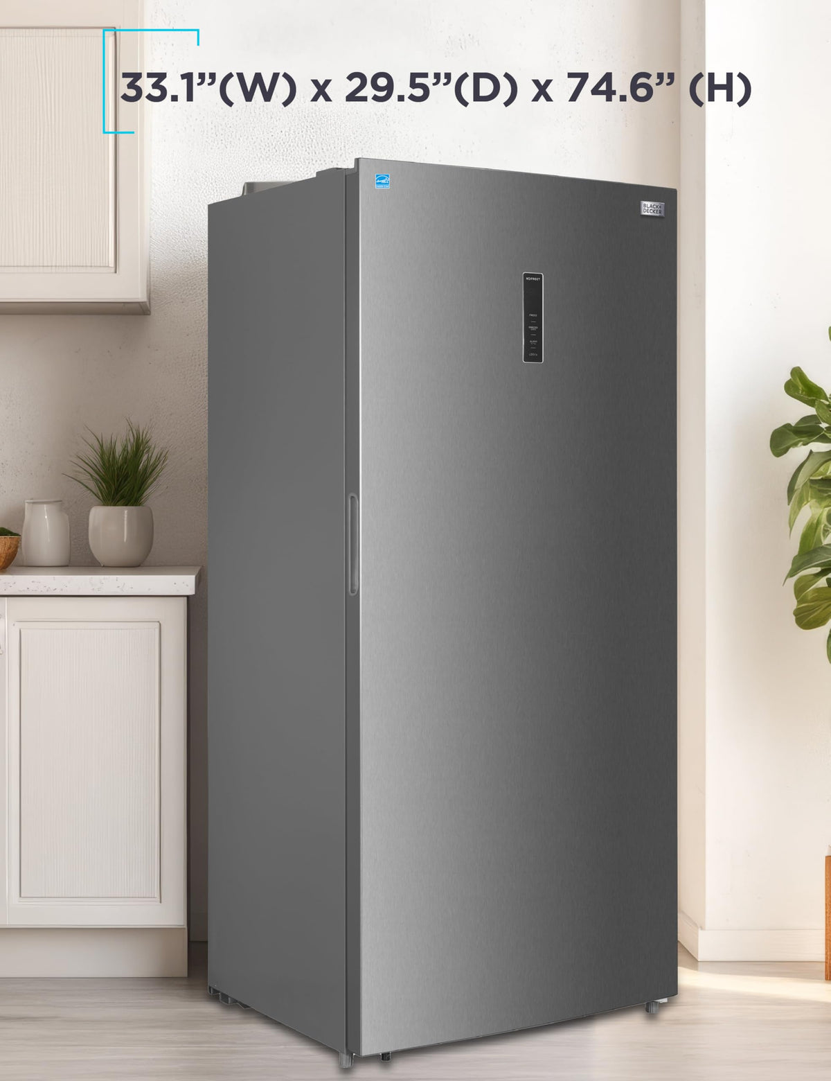 BLACK+DECKER 14 Cu. Ft. Convertible Freezer Refrigerator, Upright Freezer with Glass Shelves, ENERGY STAR rated, Frost Free, BUC1400XB, Black