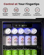 Feelfunn 2.6CuFt Beverage Refrigerator, 95 Can Mini Fridge with Glass Door