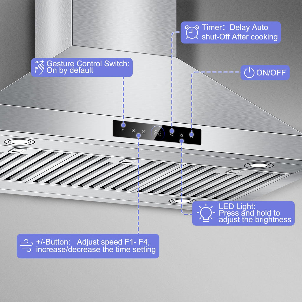 42 inch Range Hood Under Cabinet 1200 CFM Stainless Steel Stove Vent Hoods