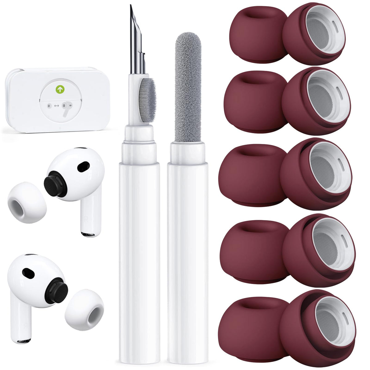 5 Pairs Replacement Ear Tips for AirPods Pro 3 (White)