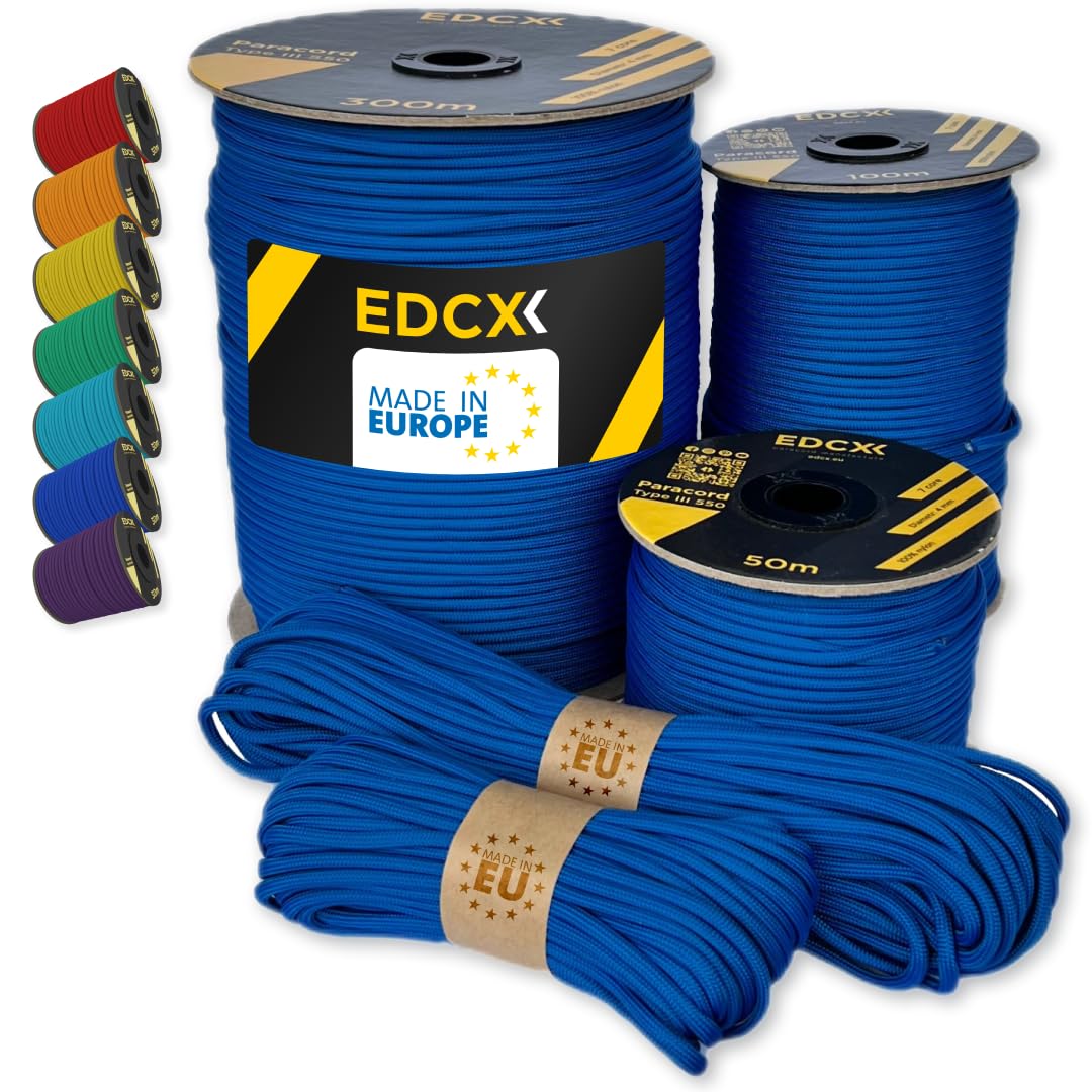 Paracord 550 4mm, 35+ Solid Colors (10m, 15m, 30m, 50m, 100m, 300m)