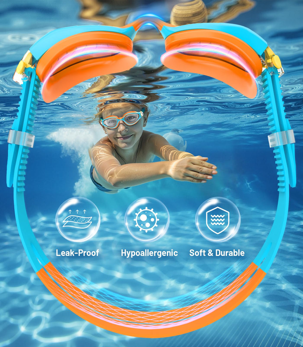 Kids Swimming Goggles for Boys & Girls Aged 6-14, Anti-Fog
