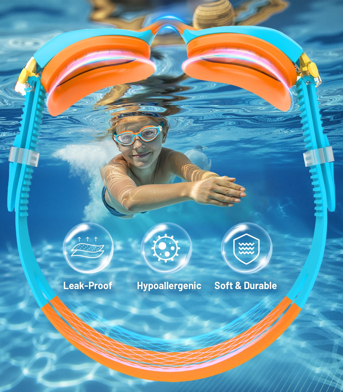 Kids Swimming Goggles for Boys & Girls Aged 6-14, Anti-Fog