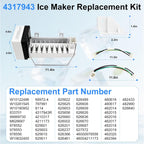 4317943 Ice Maker Kit, for Whirlpool, Replaces W10122496, 833701
