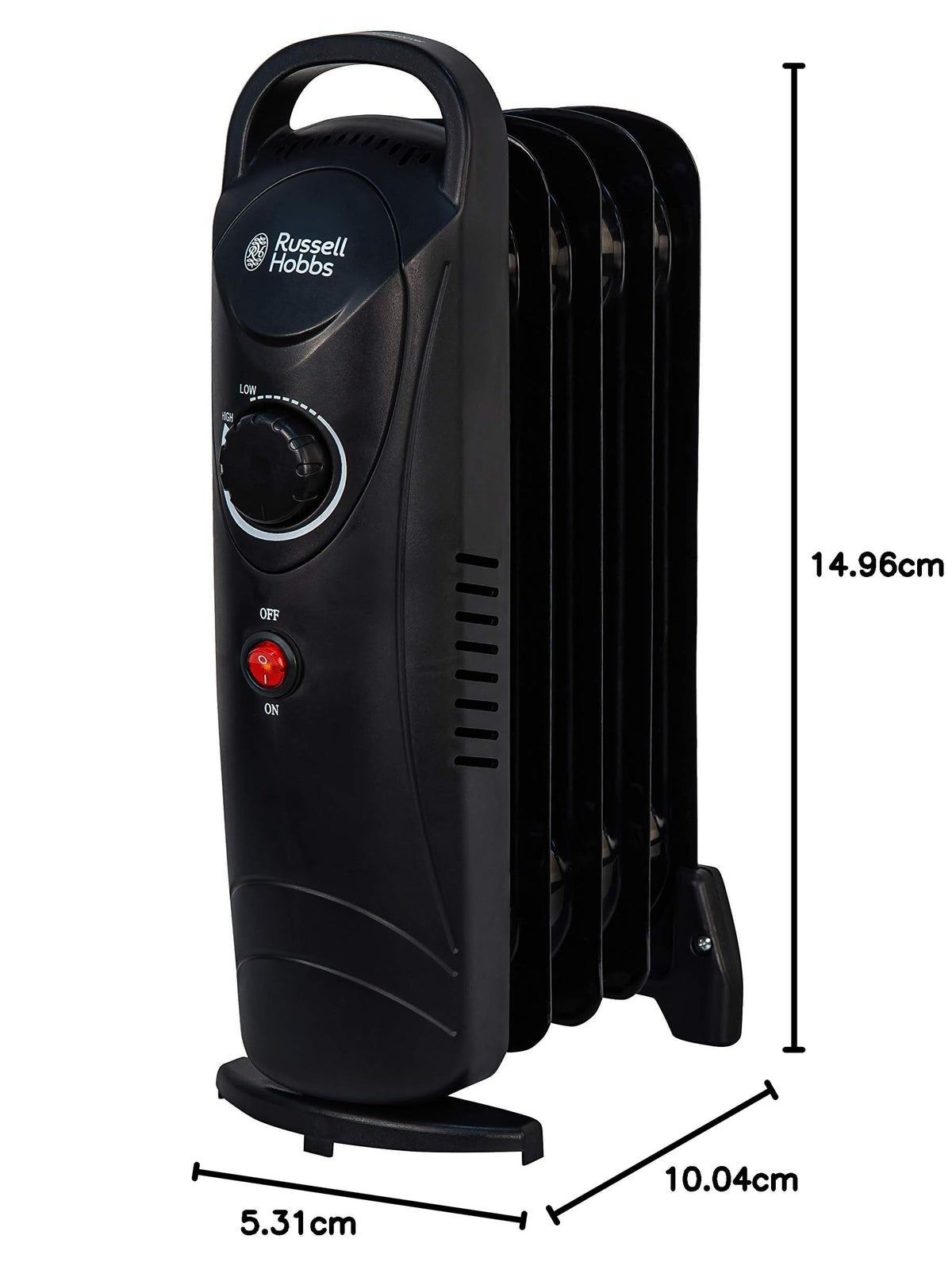 Russell Hobbs 2000W/2KW Oil Filled Radiator, 9 Fin Portable Electric Heater - White, Adjustable Thermostat with 3 Heat Settings, Safety Cut-off, 20 m sq Room Size, RHOFR5002, 2 Year Guarantee