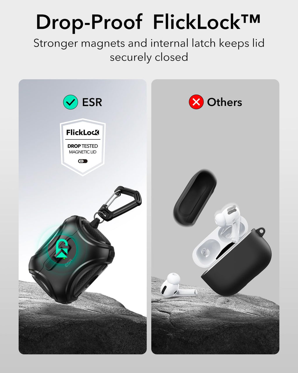 ESR for AirPods 5/4 Case, Compatible with MagSafe, Drop-Proof Lock, Black