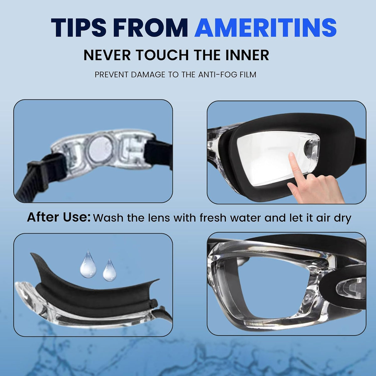 Swimming Goggles Pack of 1, Anti-Fog Googles Swimming Adults, Anti-Leak UV Protection Crystal Clear Vision with Free Protection Case, Nose Clips & Earplus Suitable for Adults & Kids
