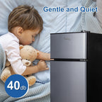 3.2 Cu.Ft Mini Fridge with Freezer, 7-Level Cooling Small Refrigerator