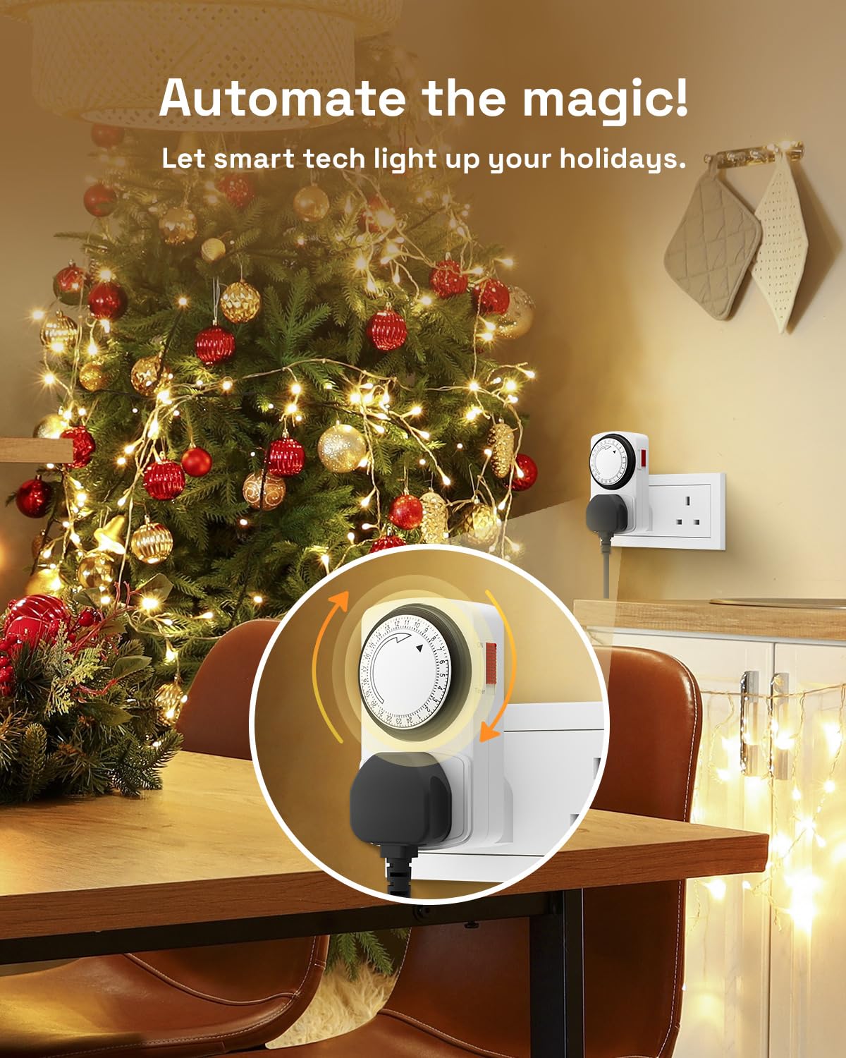 hbn 24Hour Mechanical Timer Plug Socket UK,Light Timers for Home Security