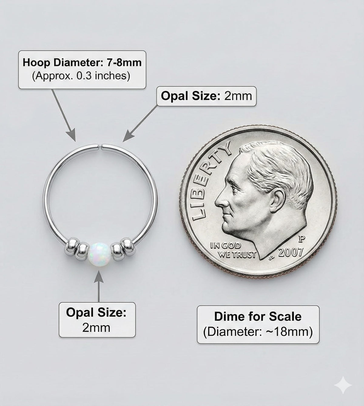 Ultra Thin Opal Nose Ring