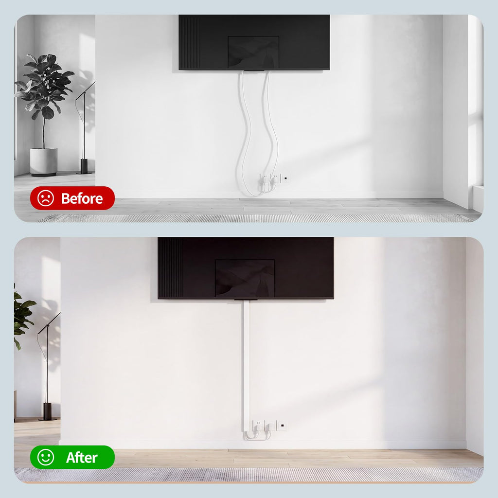 Wire Hider, 157in Delamu Cord Hider Wall, Paintable Wire Covers for Cords, TV Cable Hider Wall Kit, Cable Covers Raceway, Cable Management Hide TV Cords for Wall Mount TV, 10XL15.7 W0.95 H0.55in Brown