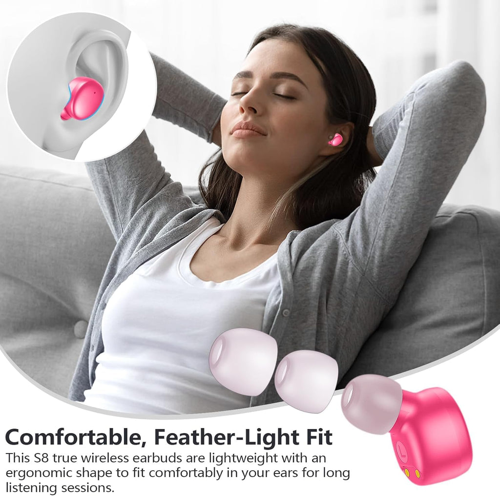 MOZOTER Mini Wireless Earbuds Bluetooth 5.3 in Ear Headphones Headsets