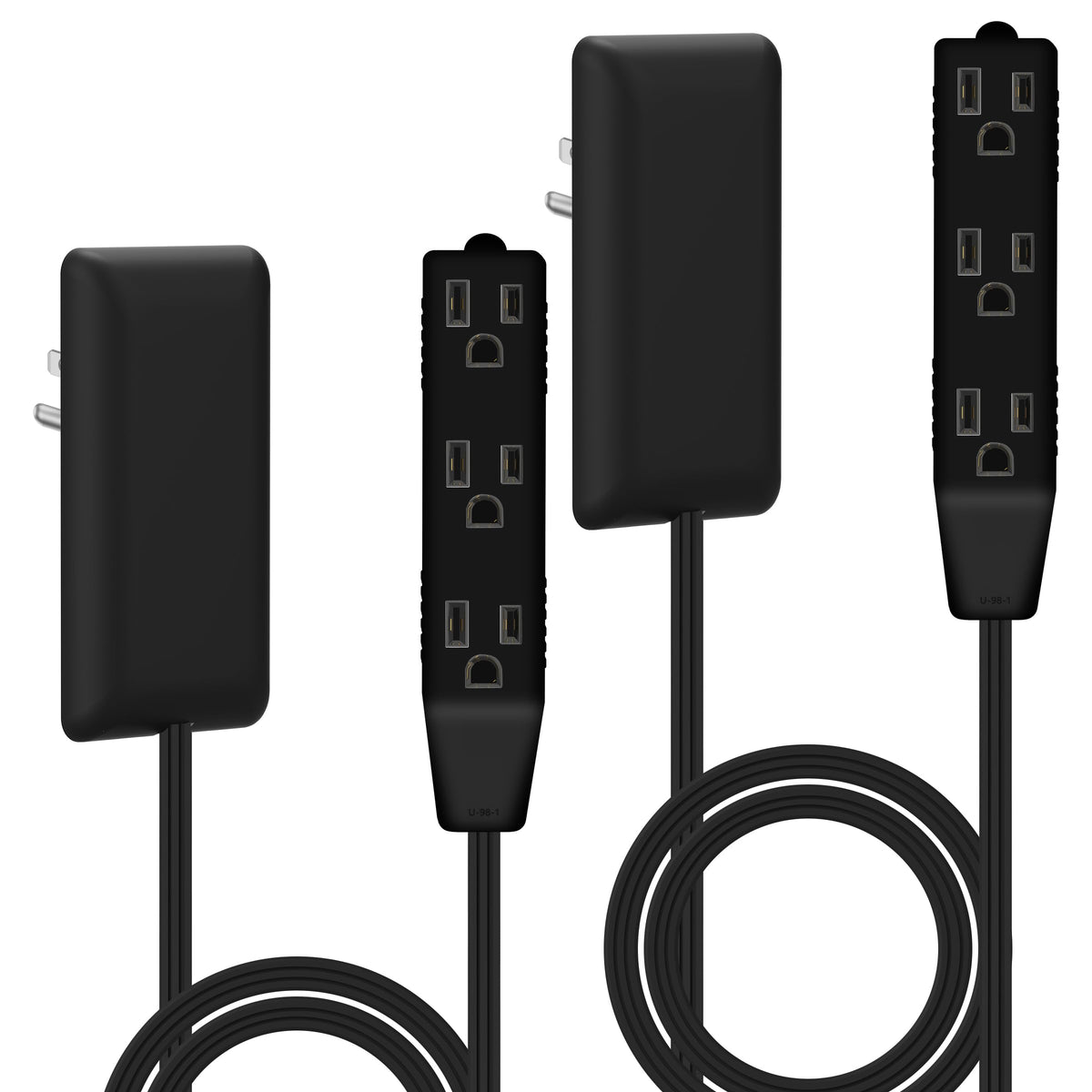 LIDER Flat-Face Outlet Extender, 3 Receptacles, 8ft Cord, 1625W, ETL Listed