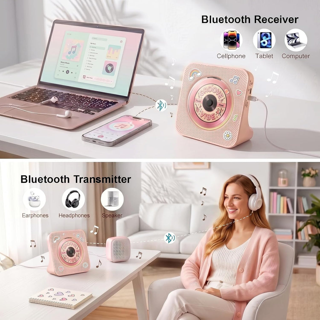 Gueray CD Player Portable Bluetooth Desktop CD Players for Home