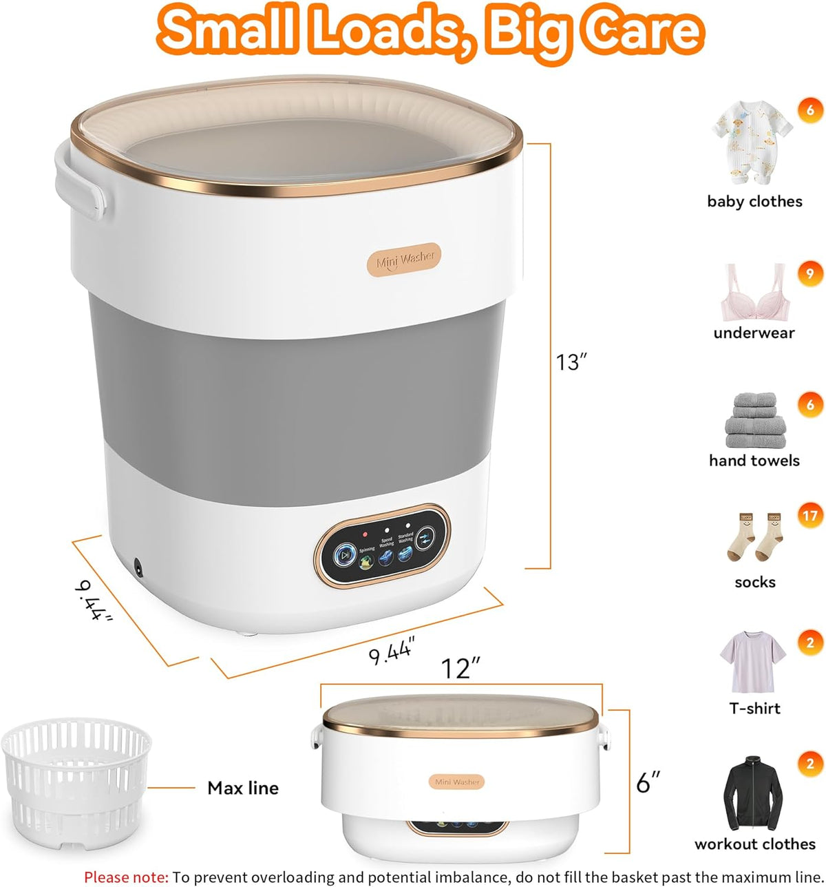 JUJOJB Portable Washing Machine, Folding 20L Mini Washer and Spin-Dryer