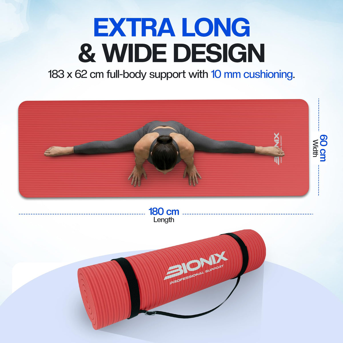 Bionix Yoga Mat For Women Men, Thick Pilates Exercise Mat, Home Gym Fitness