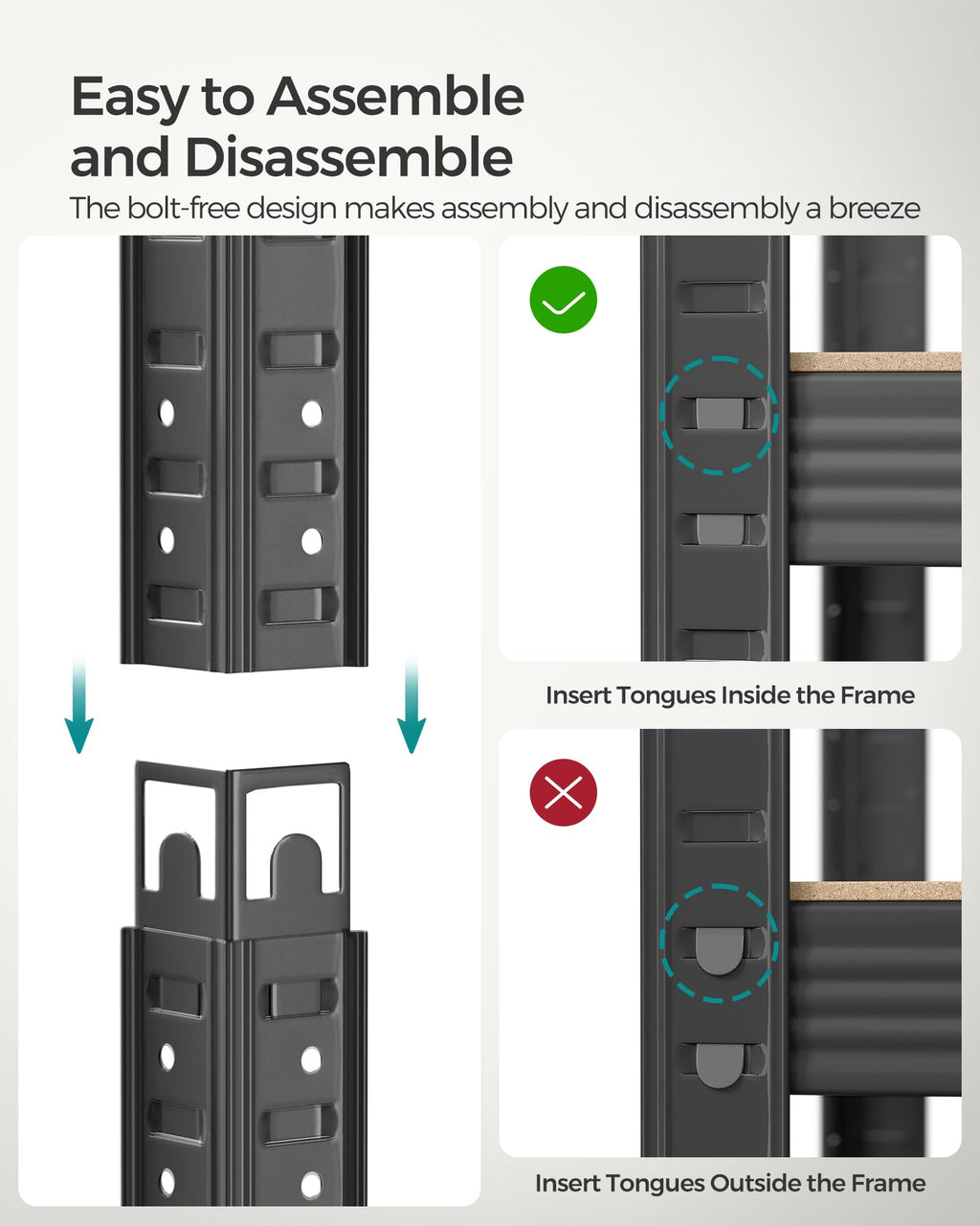 SONGMICS 5-Tier Heavy-Duty Shelving Units, Set of 2, Boltless Assembly