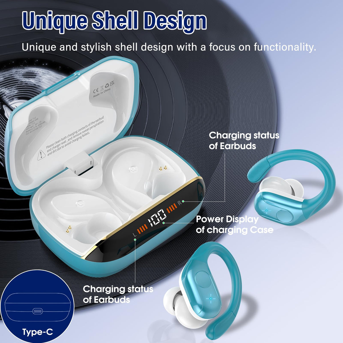 Wireless Earbuds Sports, 75Hrs Bluetooth 5.4 Headphones, Bass Hi-Fi Stereo