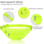 MAXTOP Large Bumbag Waist Fanny Pack Running Belt for Men Women Unisex Bum Bag with Headphone Jack and 4-Zipper Pockets Adjustable Belt for Travel Running Jogging Workout Hiking Gifts All Black