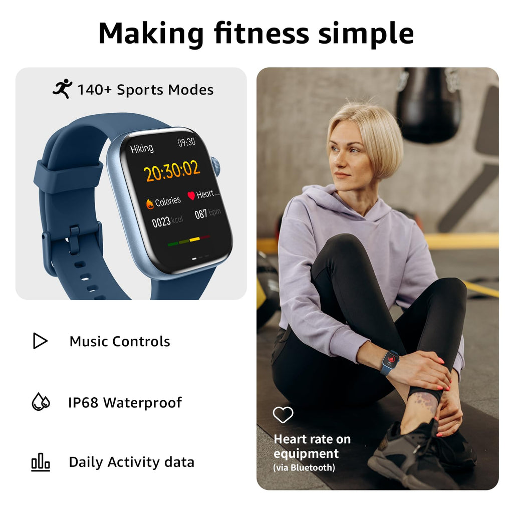AcclaFit Smart Watch for Men Women Answer/Make Call, 1.85" Smartwatch, Fitness Watch with Heart Rate Blood Pressure Sleep Monitor, IP68 Waterproof Step Counter Compatible with Android IOS Orange