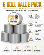 Black Duct Tape Heavy Duty: 3 Rolls 2inch x 20yd Wide Waterproof Outdoor - Strong Adhesive Weather Tapes Repair Bulk - Ductape for Patterns Masking Packing Furniture Kids Craft (3, Matte Black)