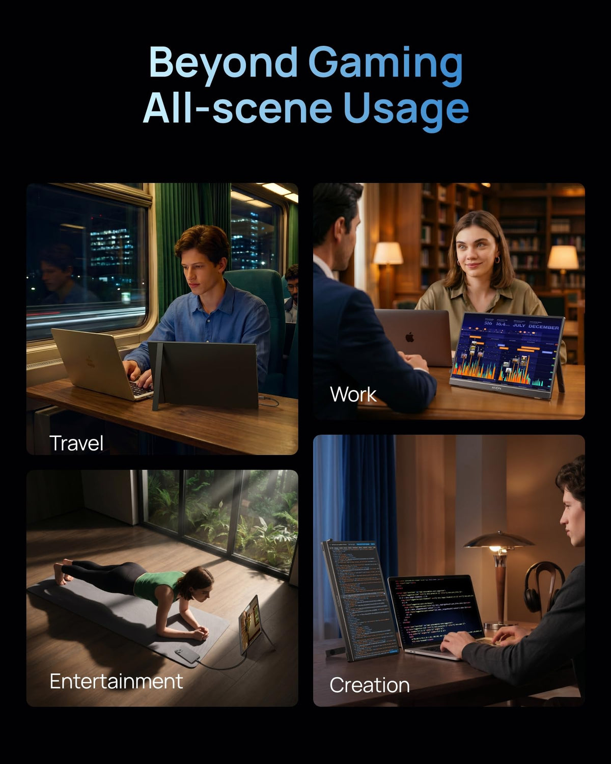 ARZOPA Portable Monitor 15.6" 1920×1080 FHD IPS Portable Monitor for Laptop with Kickstand, Ultra-Slim Second Screen for Laptop/PC/Mac/PS3/4/5/Xbox - USB C & HDMI Connectivity - A1