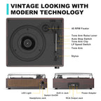 Seasonlife® Retro Vinyl Record Player with Stereo Speakers,Walnut Brown