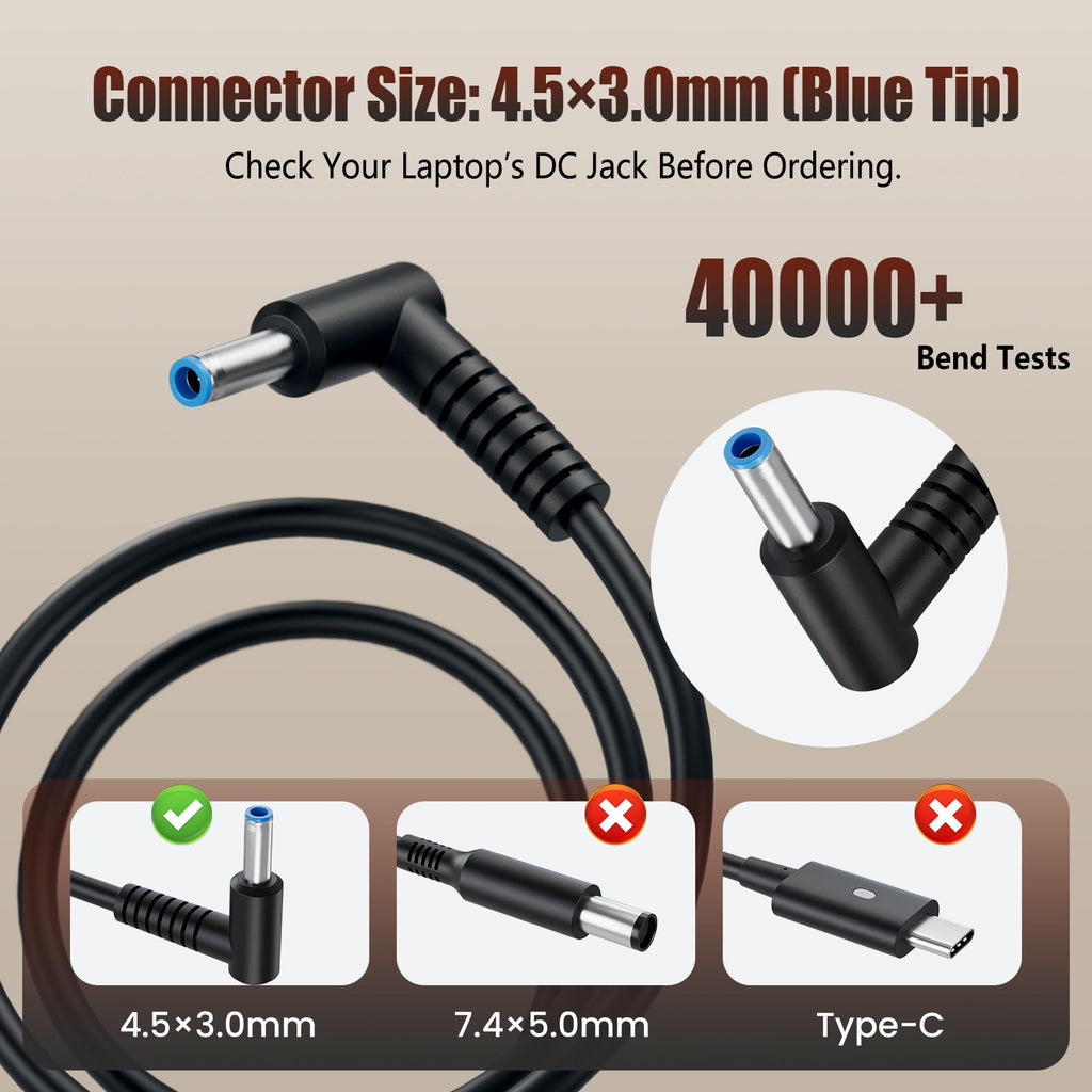 65W USB C Laptop Charger Compatible with HP Spectre Elitebook Chromebook