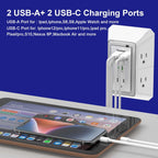 Multi Plug Wall Outlet Surge Protector with 6-Outlet & 4 USB Ports(2USB-C)