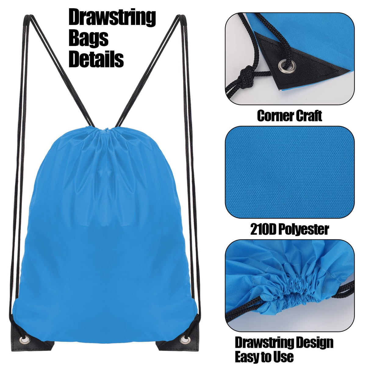 Drawstring Bags for Kids Adults - Swim Gym Sports School Travel Bag