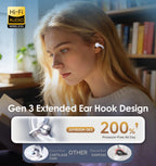 Kinglucky Clip-On Earbuds Gen 3, Open-Ear Wireless Bluetooth 6.0 Headphones with Mic, Secure Fit for Small Ears & Glasses Wearers, 50H Playtime, LED Digital Display, ENC, IPX5 Waterproof(Balck)