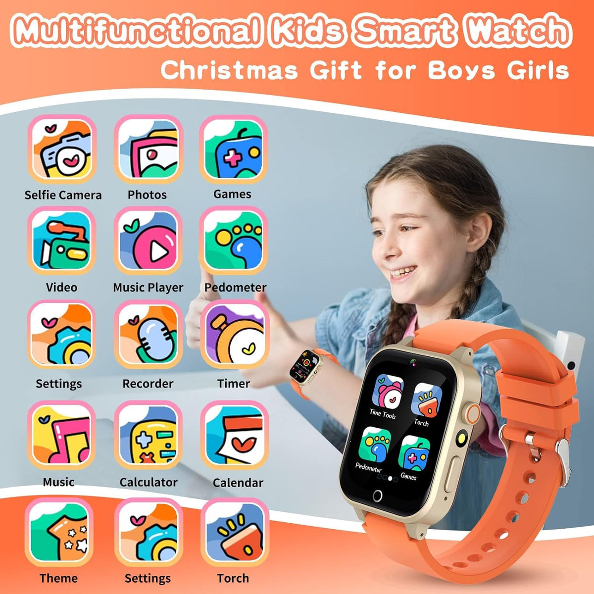 Kids Smart Watches Girls Age 5-12, 26 Games High-Resolution Touchscreen Kids Watch with Video Camera Music Player Pedometer Flashlight 12/24 hr Educational Toys Birthday Gifts for Girls Ages 6 7 8