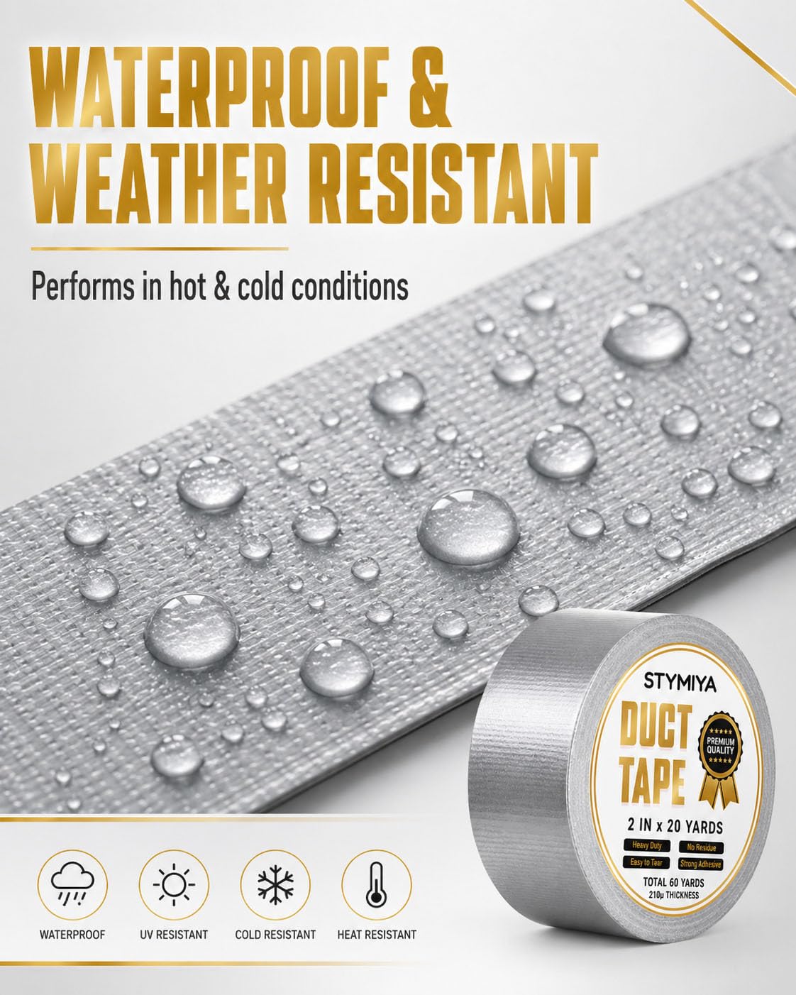 Black Duct Tape Heavy Duty: 3 Rolls 2inch x 20yd Wide Waterproof Outdoor - Strong Adhesive Weather Tapes Repair Bulk - Ductape for Patterns Masking Packing Furniture Kids Craft (3, Matte Black)