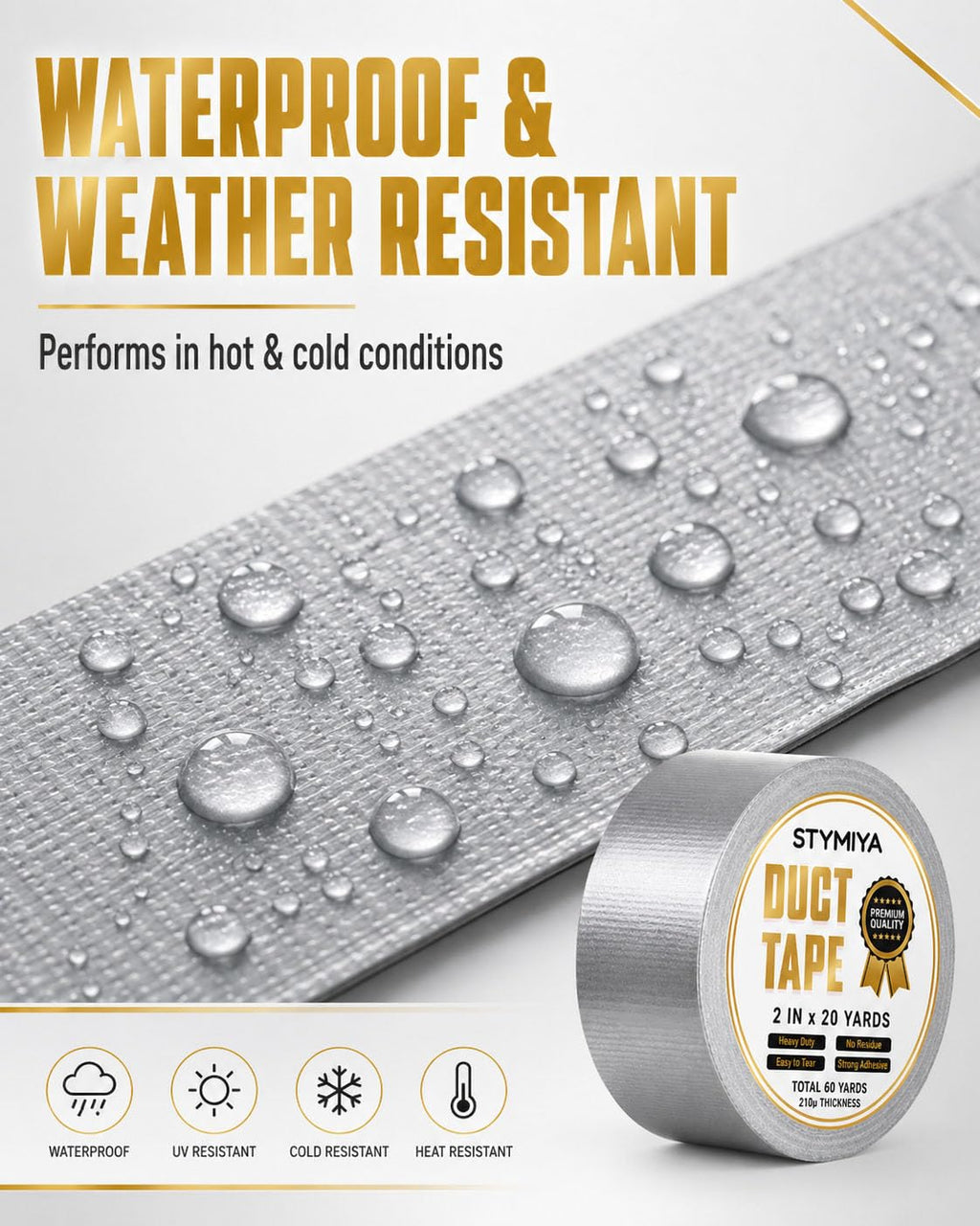 Black Duct Tape Heavy Duty: 3 Rolls 2inch x 20yd Wide Waterproof Outdoor - Strong Adhesive Weather Tapes Repair Bulk - Ductape for Patterns Masking Packing Furniture Kids Craft (3, Matte Black)