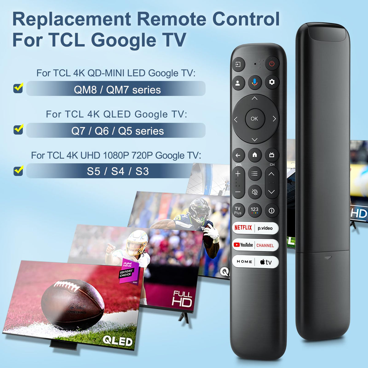 Only for TCL Google TV Remote Control Replacement, Responsive, No Setup