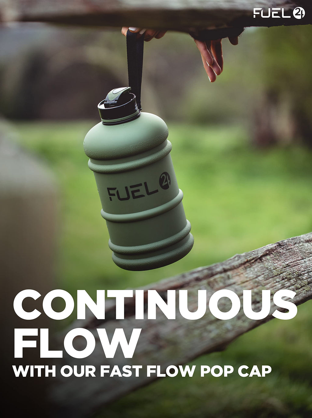 Fuel24 Jug - 2.2 Litre Water Bottle - Extra Strong Flex Material - Drop Proof, Pop or Straw Cap Options - 2.2L Large Gym Sports Bottle, BPA FREE