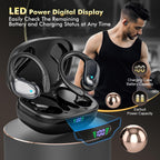 HAOYUYAN Wireless Earbuds, Sports Bluetooth Headphones, 80Hrs Playtime Ear Buds with LED Power Display, Noise Canceling Headset, IPX7 Waterproof Earphones for Workout/Running (Camel)