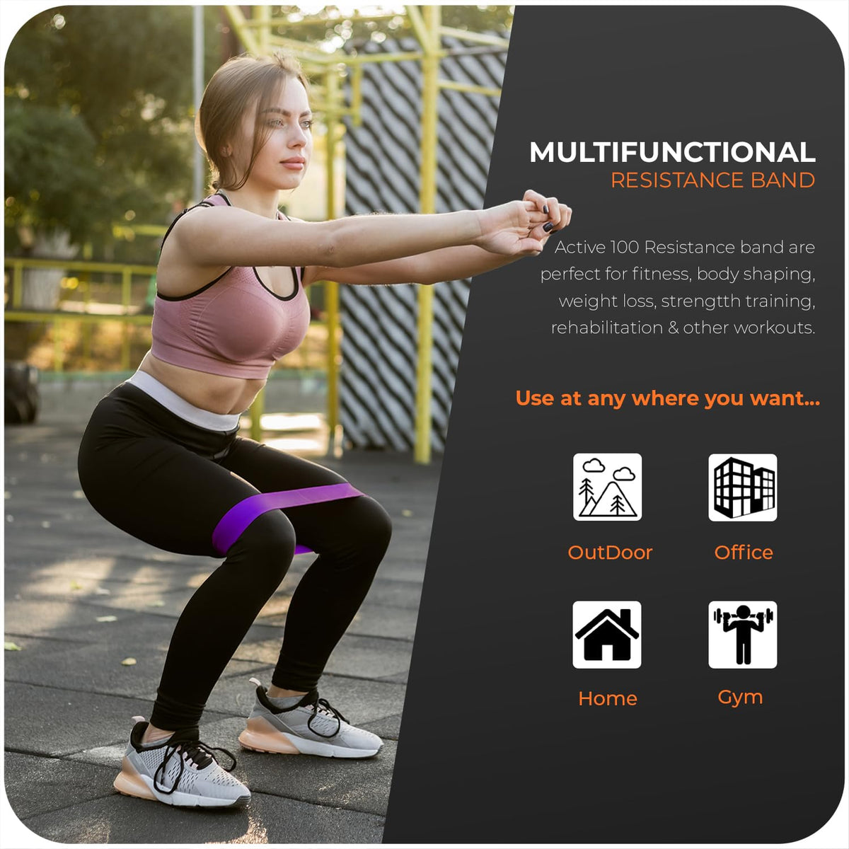 Active 100 Resistance Bands, Set of 5 Different Levels, Exercise Band for Home Gym, Training and Yoga with Carrying Bag