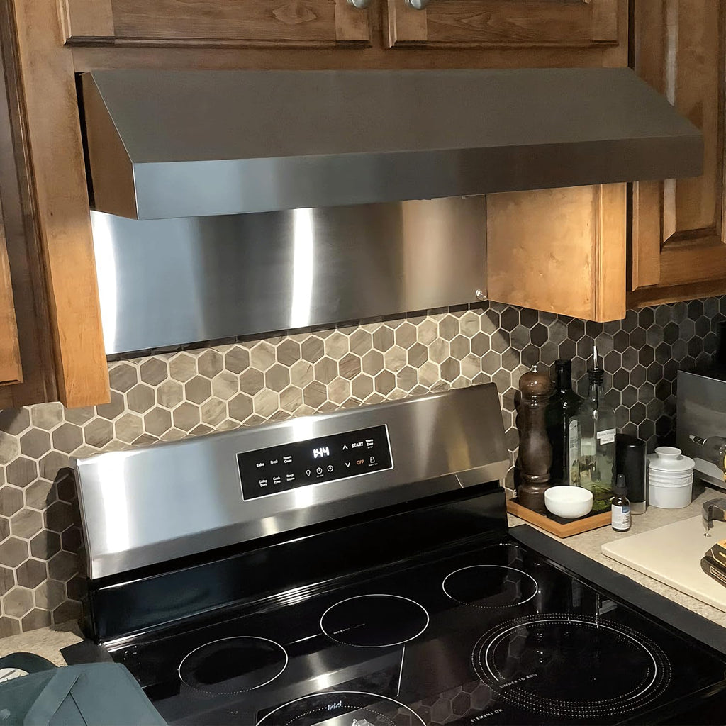 2-Pack 24" By 30" Stainless Steel Stove Backsplash, Reversible Ultra Flat Splatter Guard Range Hood Backsplash, Easy Clean Wall Shield Metal Panel
