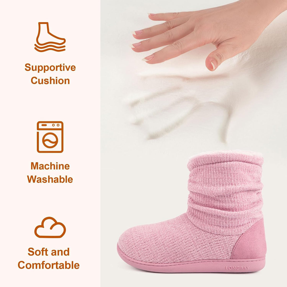 LongBay Women Slipper Boots Warm Memory Foam Indoor Outdoor House Shoe Gift