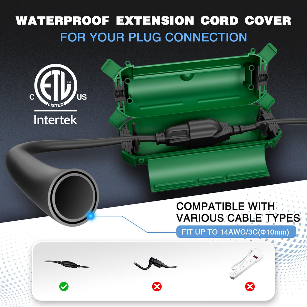 [3 Pack] Flemoon Outdoor Extension Cord Safety Cover with Waterproof Seal