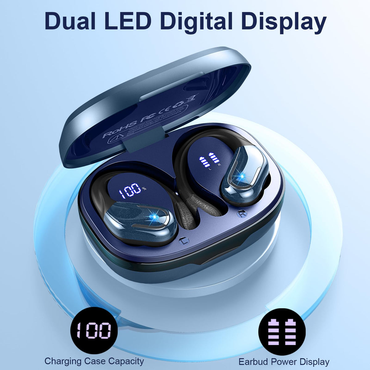 Wireless Earbuds Sports, 75Hrs Bluetooth 5.4 Headphones, Bass Hi-Fi Stereo
