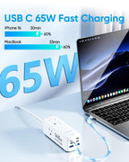 Olcorife Flat Plug Power Strip with 15 FT Extension Cord, 6 Outlets 3 USB Ports(1 USB C), 3 Sided Outlet Extender for Home Office Travel Dorm Room Essentials, White